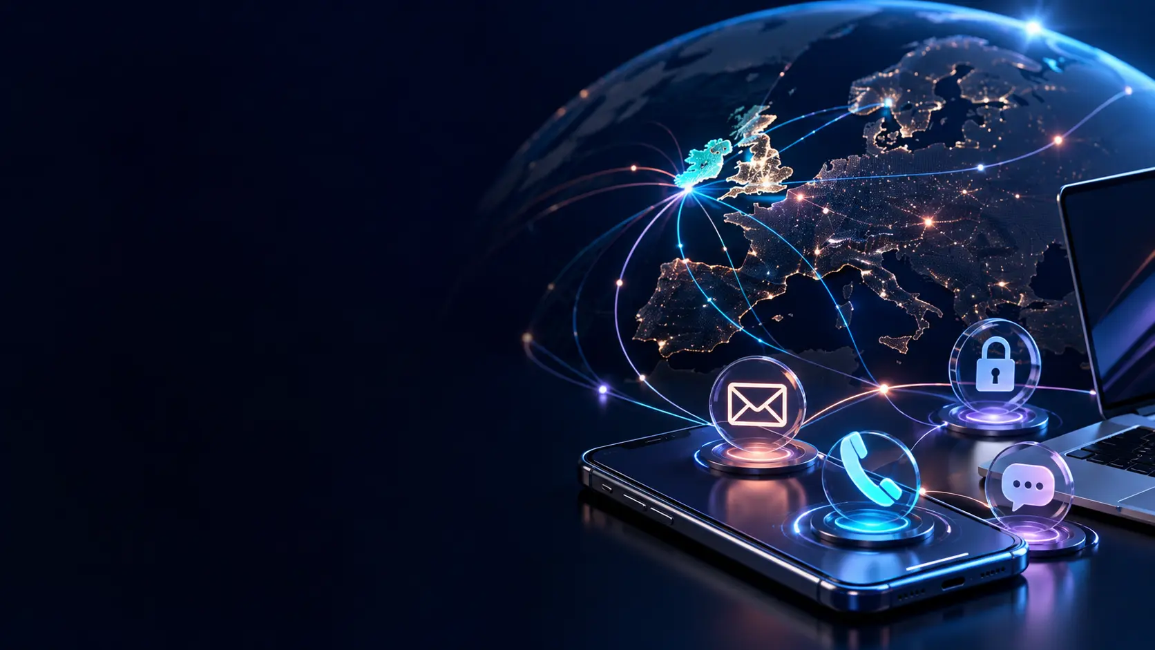 Secure phone, email and messaging routes connecting Ireland and Europe
